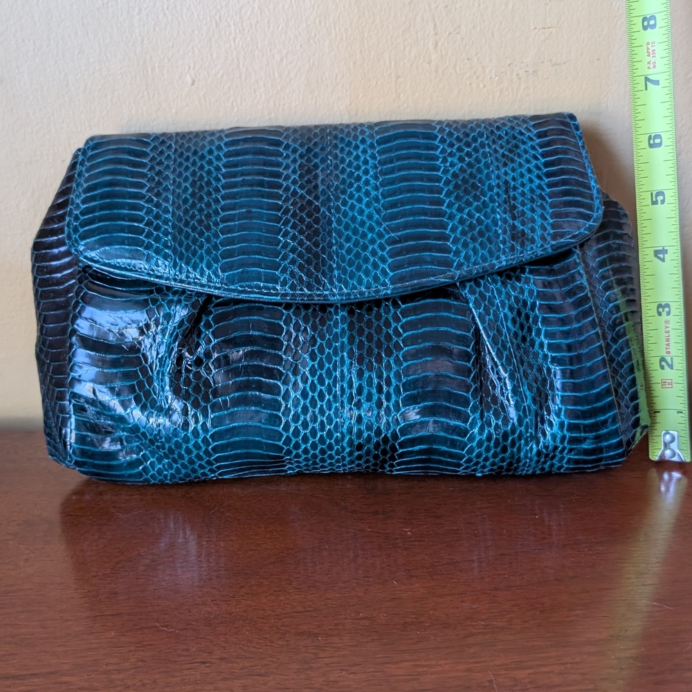 Vintage Teal Snake Skin Clutch